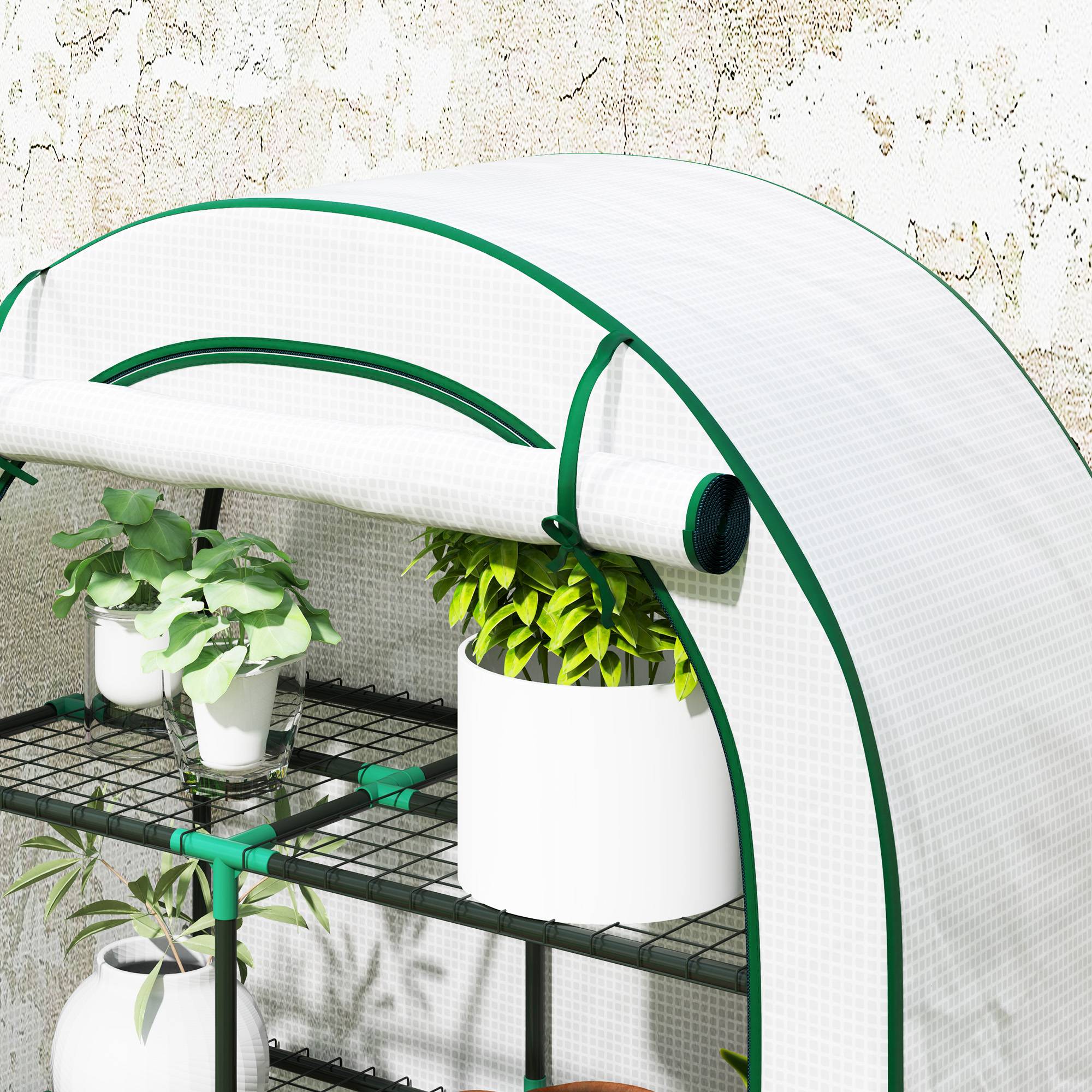 Serre Balcon 4 Étages Acier Housse Protection Hivernage 100x45x160cm Blanc - ComfortXL Outdoor Living - Image 7