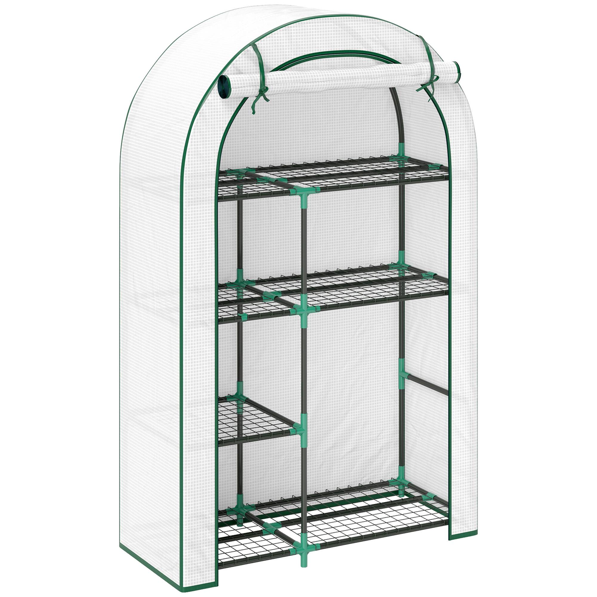 Serre Balcon 4 Étages Acier Housse Protection Hivernage 100x45x160cm Blanc - ComfortXL Outdoor Living - Image 2