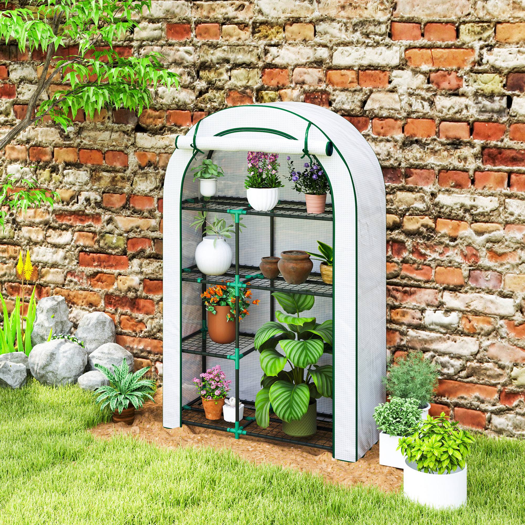 Serre Balcon 4 Étages Acier Housse Protection Hivernage 100x45x160cm Blanc - ComfortXL Outdoor Living - Image 8