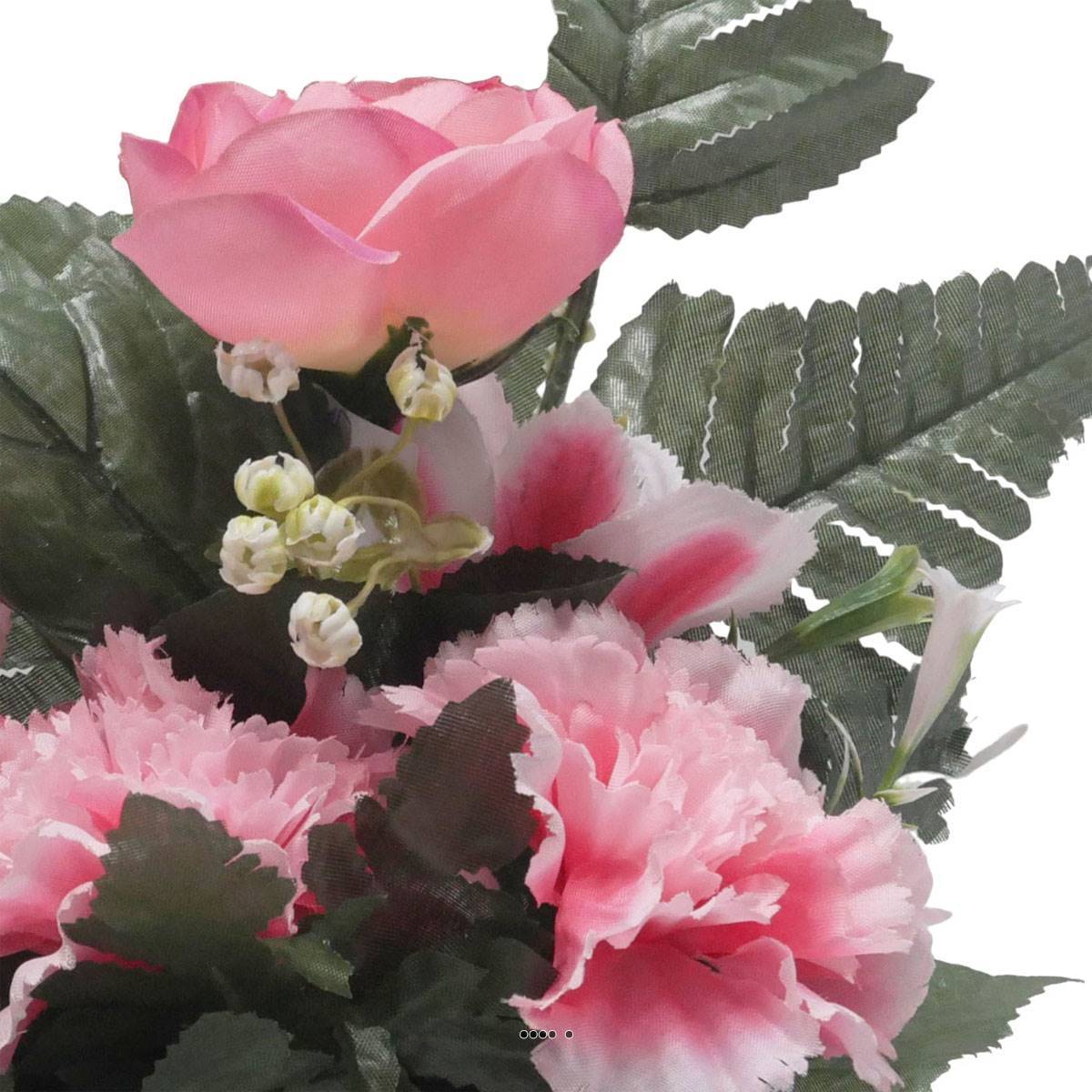 Artificielles - jardinièrre pot beton Renoncule, oeillet, et alstromeria pour la Toussaint Rose - couleur: Rose 715 - Imagen 3