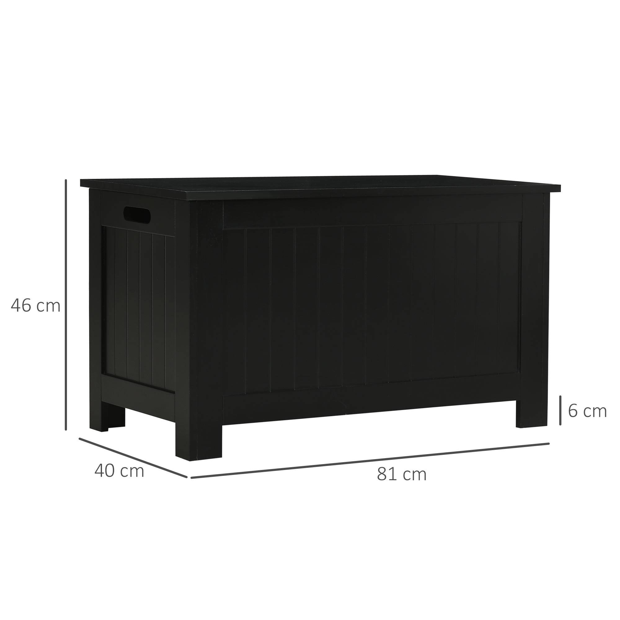 Coffre de rangement en bois avec couvercle et charnière de sécurité, banc coffre 81x40x46 cm noir pour entrée chambre salon gain de place moderne - Image 5