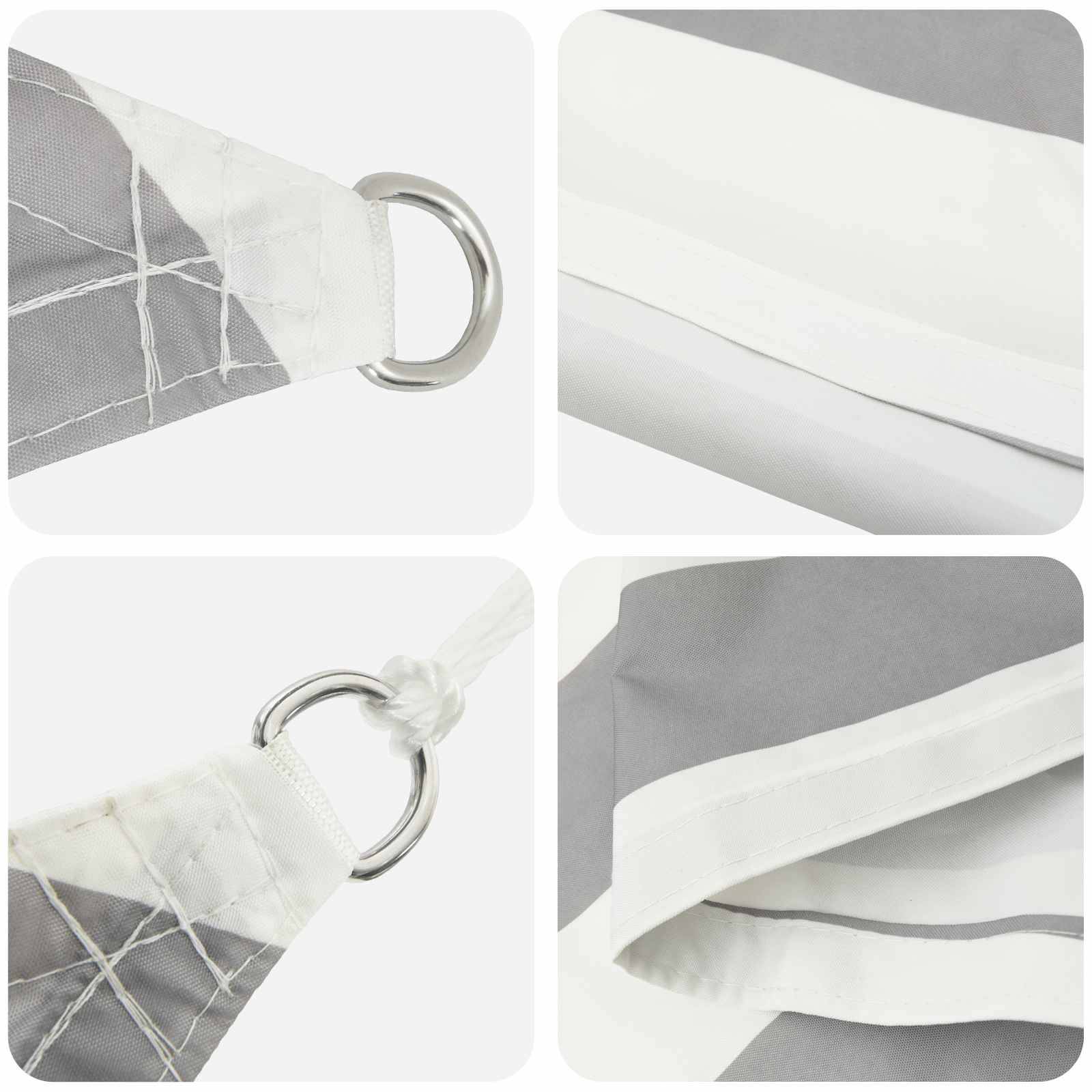 Voile d'ombrage polyester gris clair et blanc 500 x 500 cm - PANGIVO - Image 3