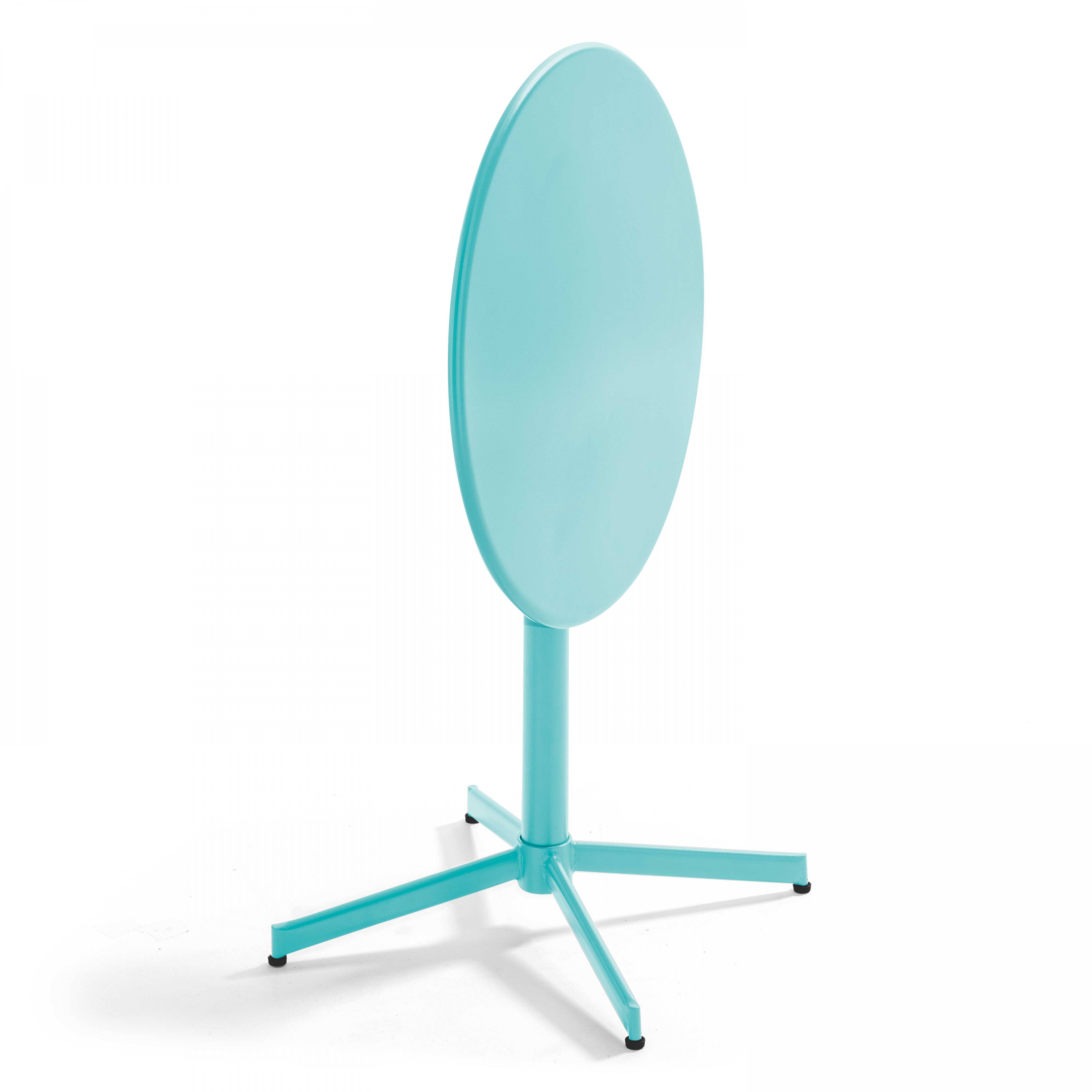 Oviala - Table de jardin ronde bistro inclinable en acier turquoise 70cm Palavas - Oviala - Imagen 3