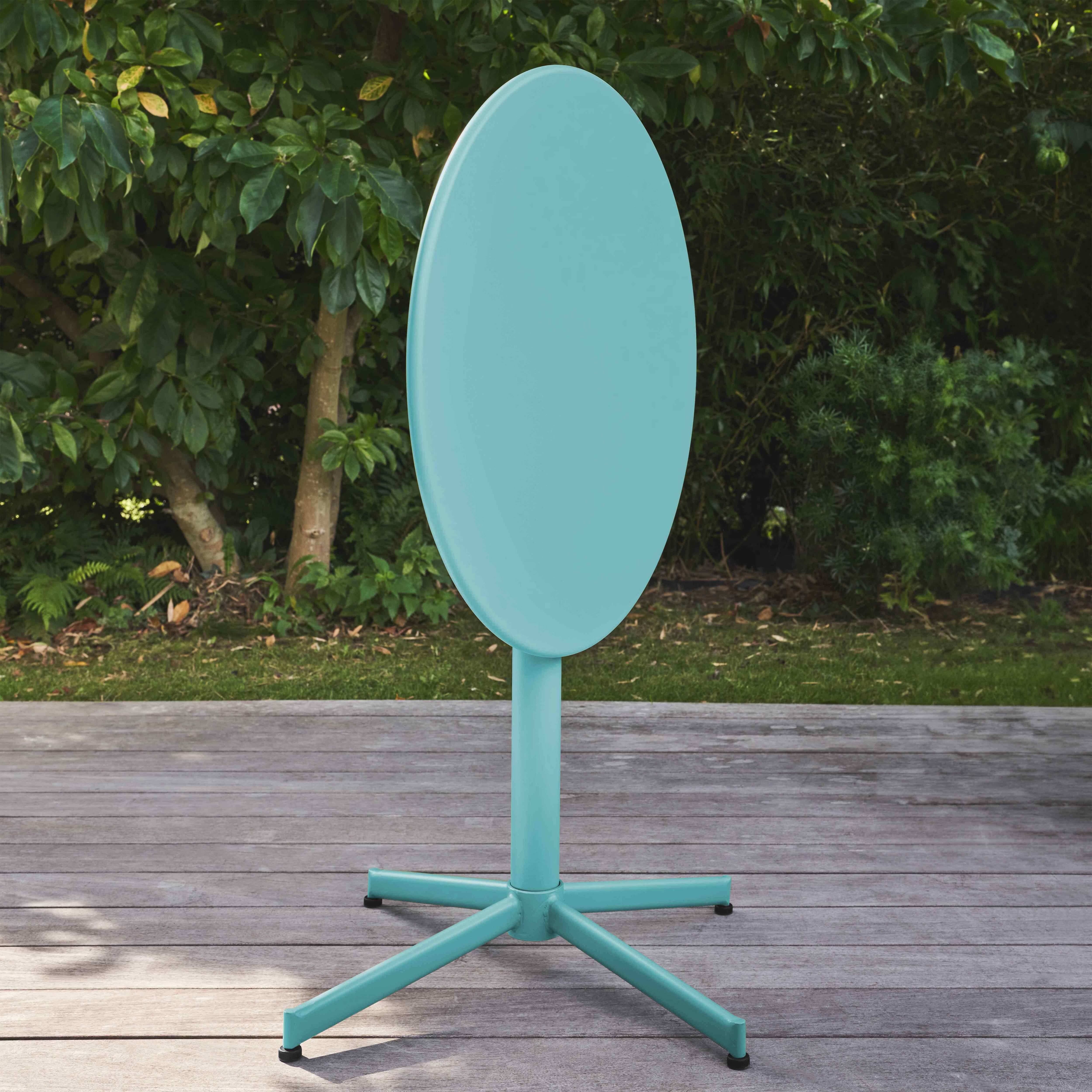Oviala - Table de jardin ronde bistro inclinable en acier turquoise 70cm Palavas - Oviala - Imagen 4