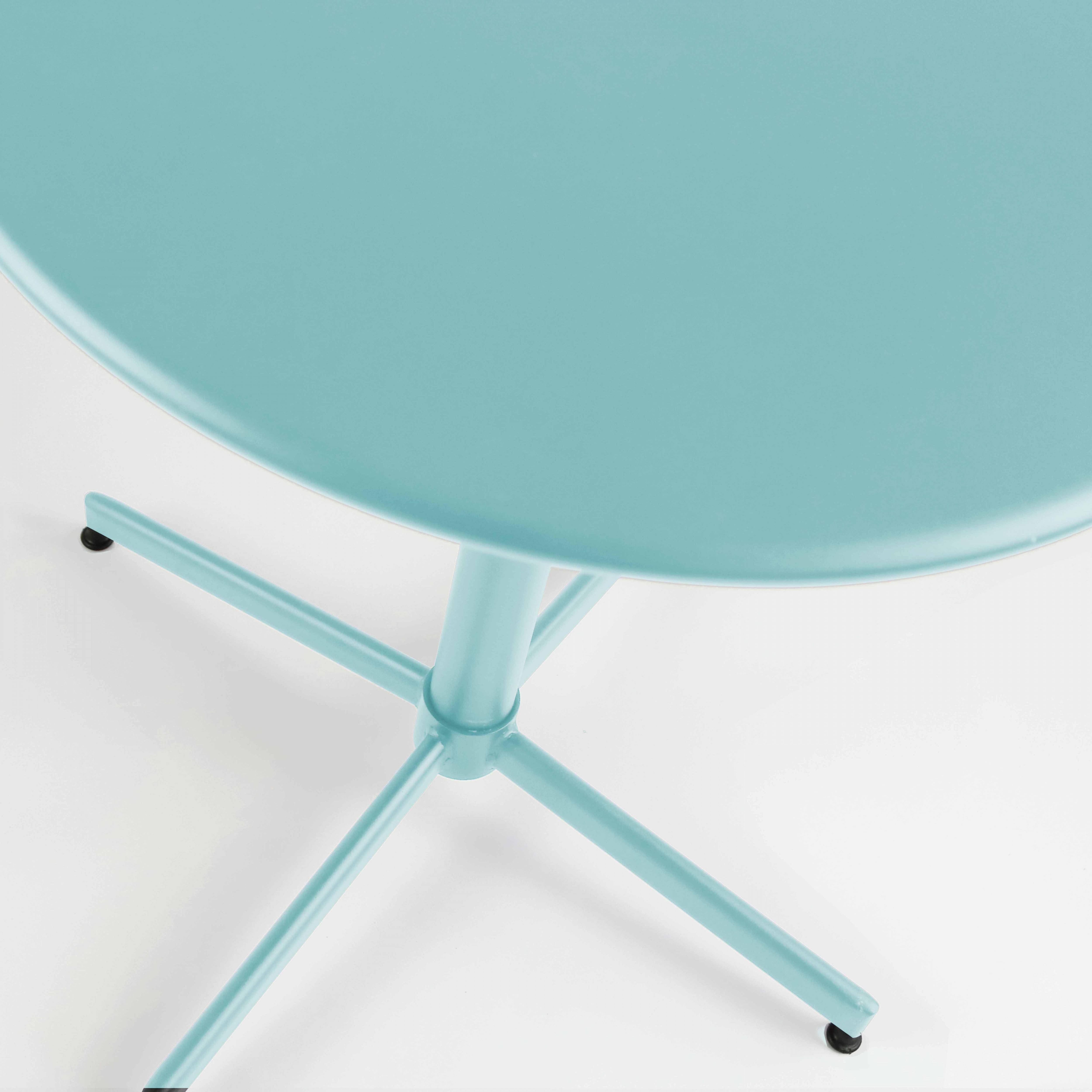 Oviala - Table de jardin ronde bistro inclinable en acier turquoise 70cm Palavas - Oviala - Imagen 6
