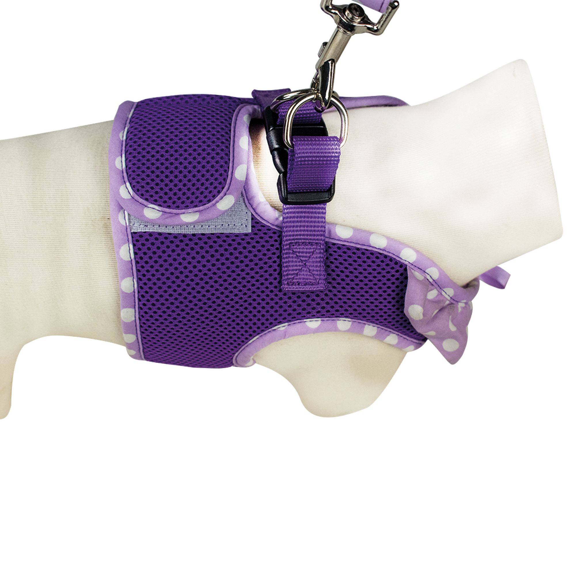 Harnais air mesh et laisse pois Violet Taille : L DOOGY CLASSIC