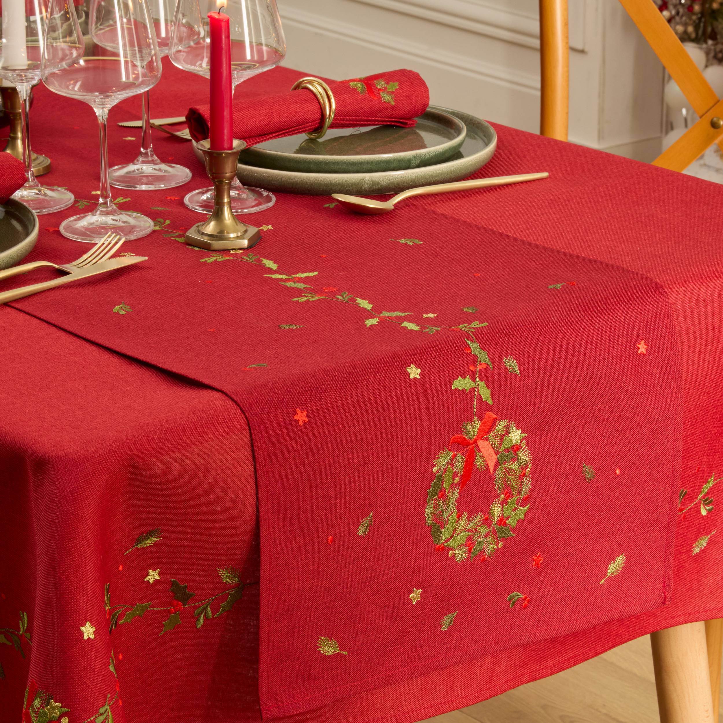 Atmosphera - Chemin de table Elma rouge 40 x 172 cm - Atmosphera Créateur d'intérieur - Image 1