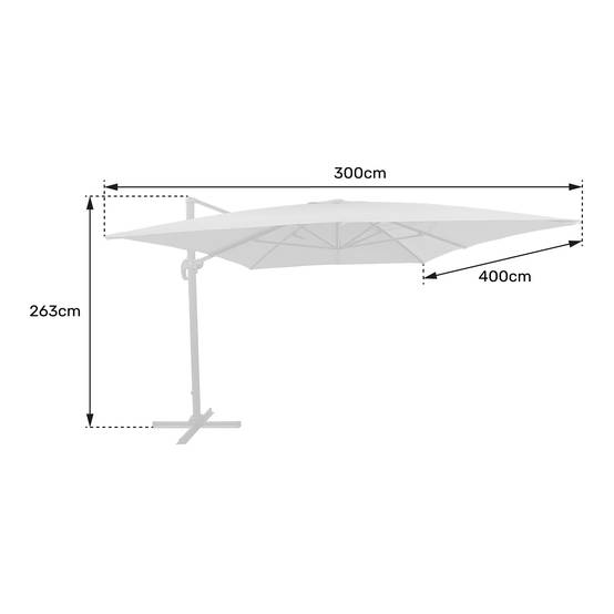 Happy Garden - Parasol déporté MOLOKAI rectangulaire 3x4m blanc + housse - HAPPY GARDEN - Imagen 4