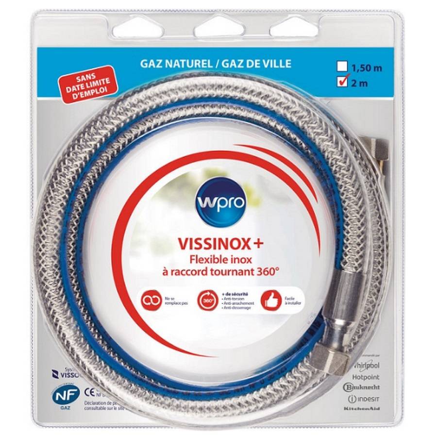 Tuyau flexible de gaz naturel inox/pvc 2m TNV200 Wpro - Image 1