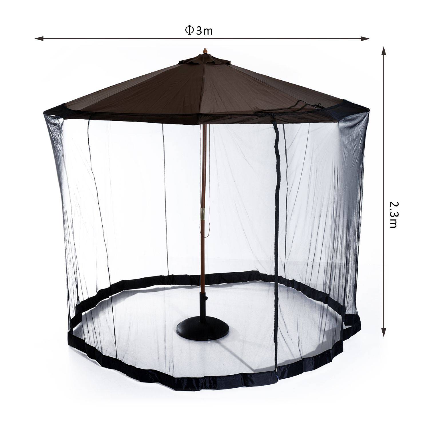 Outsunny - Moustiquaire cylindrique pour Parasol 3m diamètre Fermeture éclair avec lestage Noir - Outsunny - Image 3