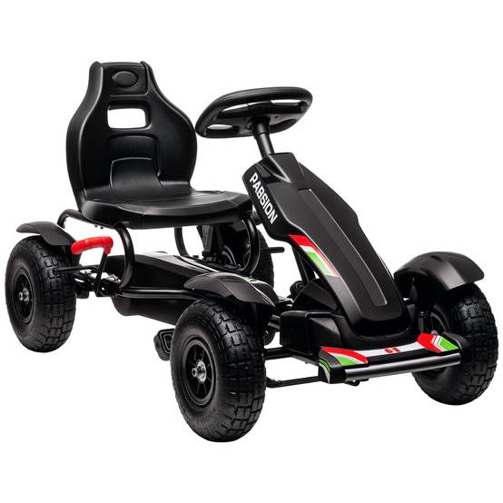 Kart à pédales pour enfant siège réglable 3 positions frein à main enfant de 5 à 12 ans noir - Image 1