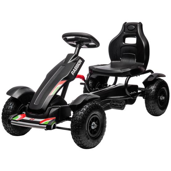 Kart à pédales pour enfant siège réglable 3 positions frein à main enfant de 5 à 12 ans noir - Image 2