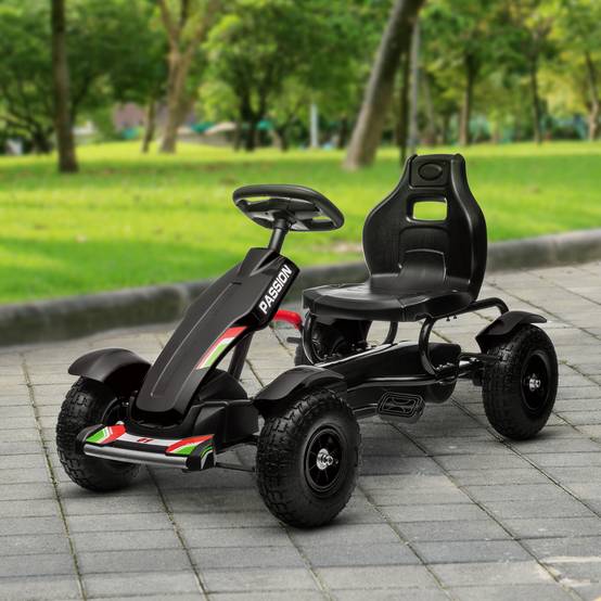 Kart à pédales pour enfant siège réglable 3 positions frein à main enfant de 5 à 12 ans noir - Image 4