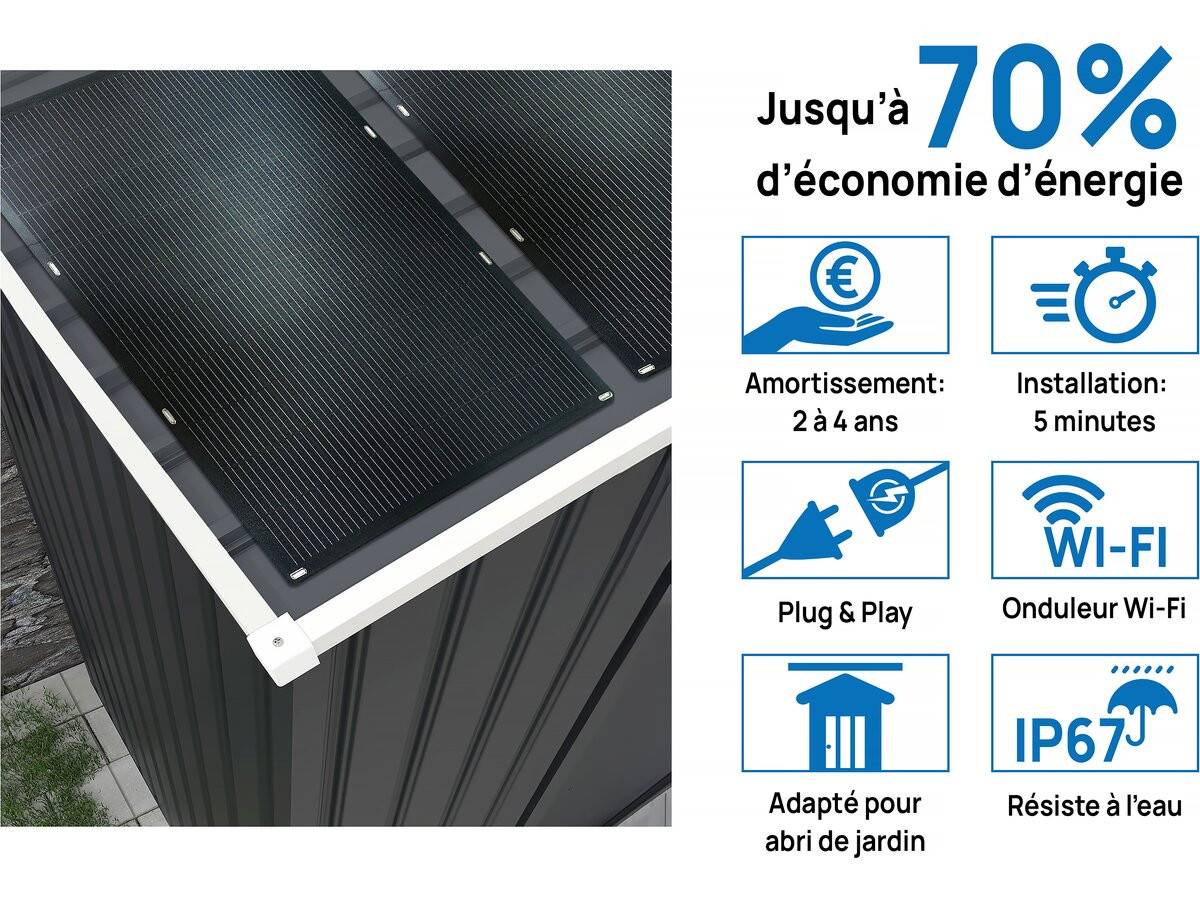 Habitat Et Jardin - Garage Métal " Houston" - 15,36 M² Avec Panneau Solaire - Anthracite -habitat Et Jardin - Imagen 3
