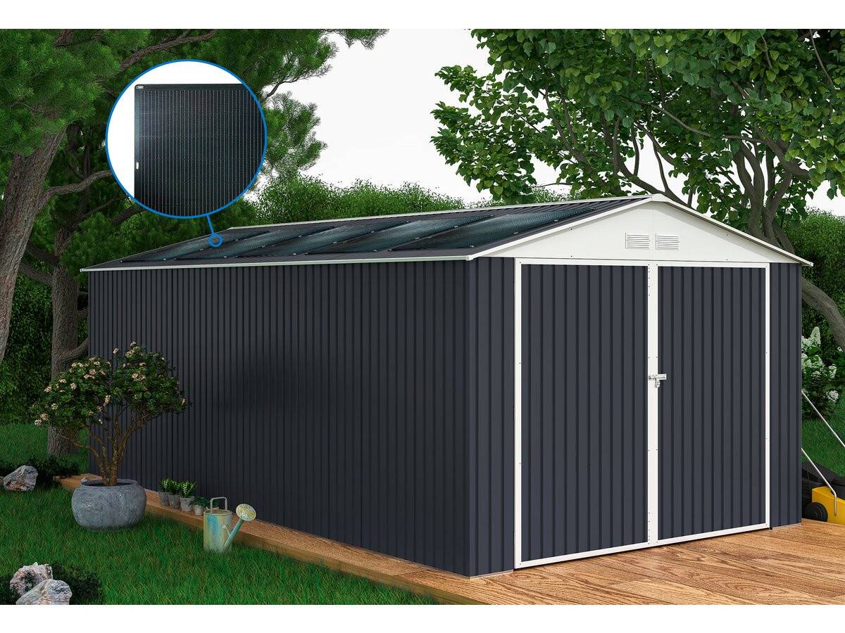 Habitat Et Jardin - Garage Métal " Houston" - 15,36 M² Avec Panneau Solaire - Anthracite -habitat Et Jardin - Imagen 2