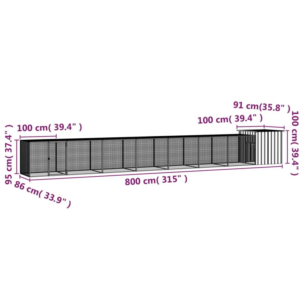 Vidaxl - Cage pour poules Gris 800x91x100 cm Acier galvanisé vidaXL 3106465 - Imagen 3