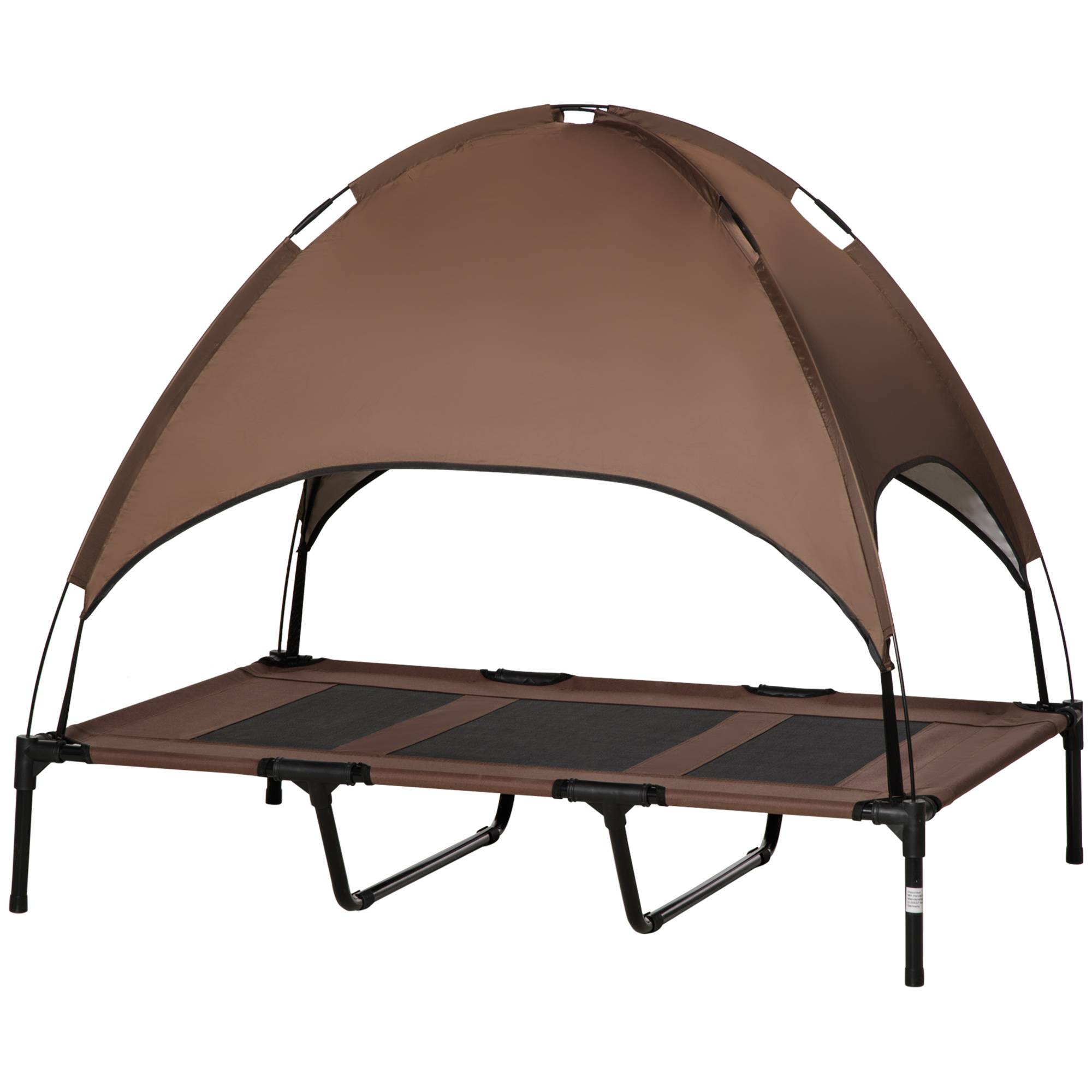 Lit surélevé pour chien métal extérieur avec parasol respirant marron - ComfortXL Outdoor Living - Image 2