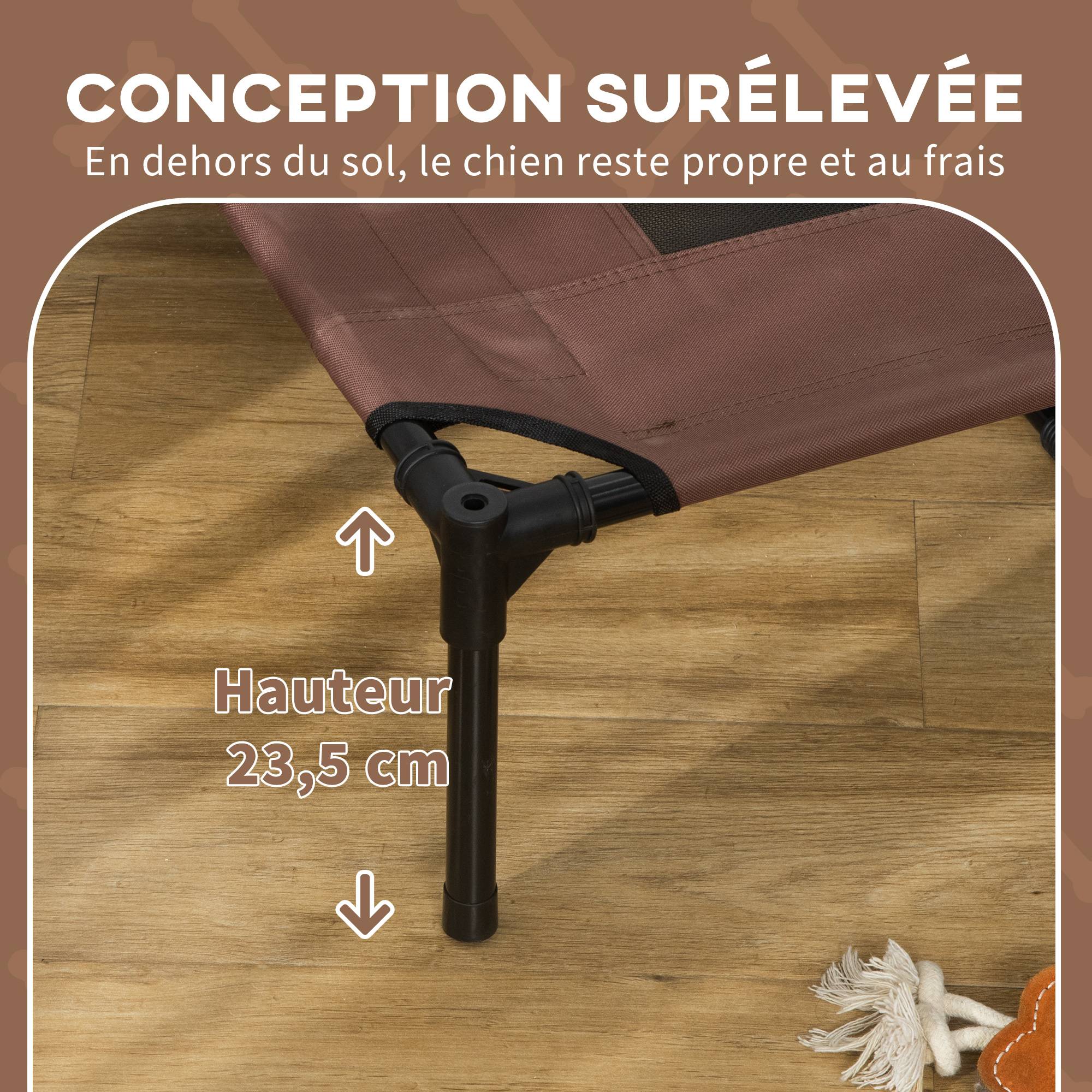 Lit surélevé pour chien métal extérieur avec parasol respirant marron - ComfortXL Outdoor Living - Image 9