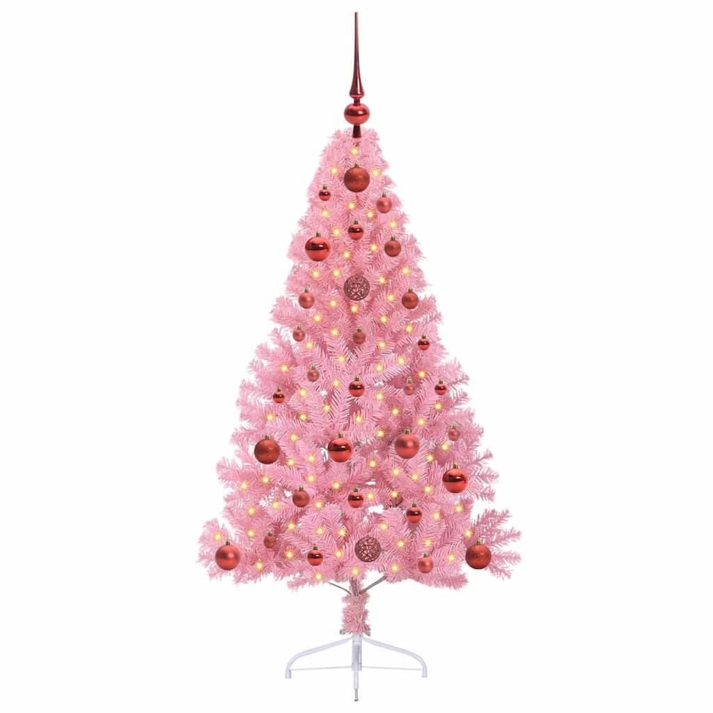 Vidaxl - Sapin de Noël artificiel pré-éclairé Rose 120 cm PVC vidaXL 3397050 - Image 4
