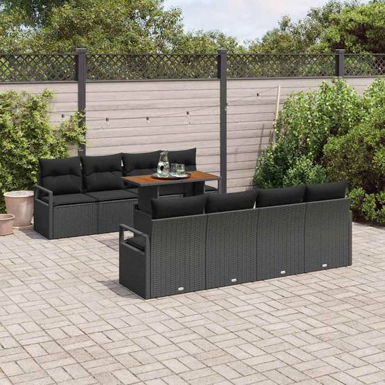 Canapé Extérieur 9 Pièces Noir et Marron en Polyrotin avec Coffres et Table Basse Solide – ComfortXL Outdoor Living - Image 3