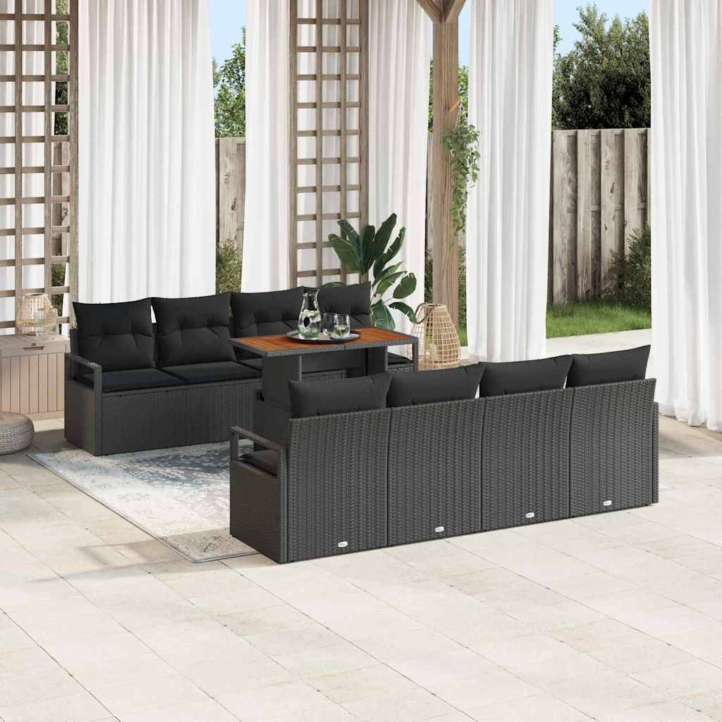 Canapé Extérieur 9 Pièces Noir et Marron en Polyrotin avec Coffres et Table Basse Solide – ComfortXL Outdoor Living - Image 1