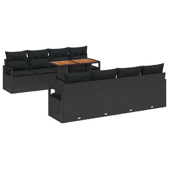 Canapé Extérieur 9 Pièces Noir et Marron en Polyrotin avec Coffres et Table Basse Solide – ComfortXL Outdoor Living - Image 2