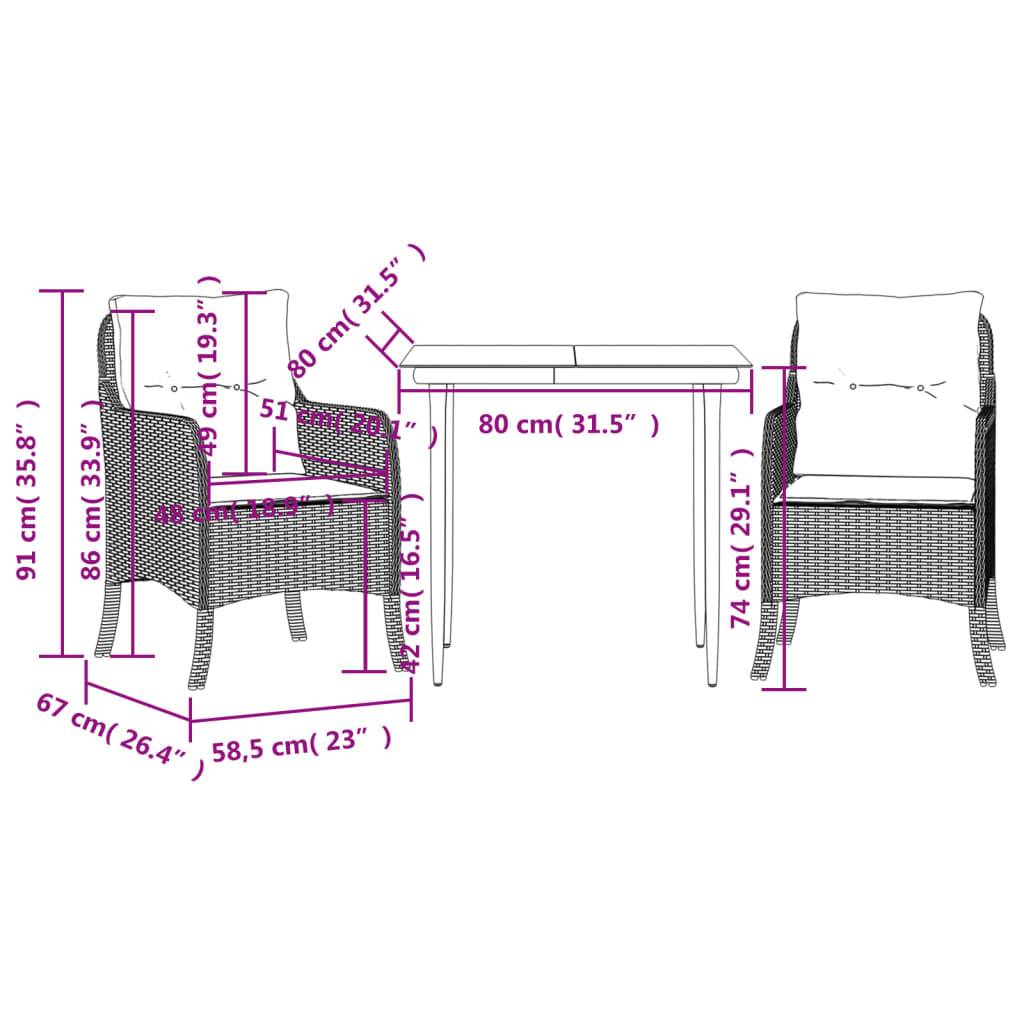 Petit Salon de Jardin 2 Personnes Résine Tressée Marron pour Balcon avec Table Carrée – ComfortXL Outdoor Living - Image 7