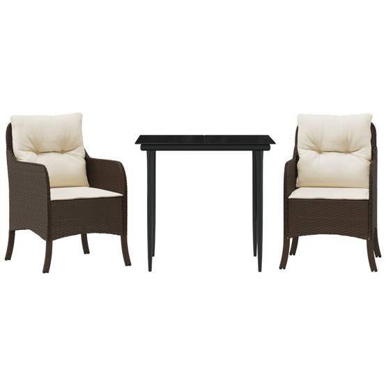 Petit Salon de Jardin 2 Personnes Résine Tressée Marron pour Balcon avec Table Carrée – ComfortXL Outdoor Living - Image 2