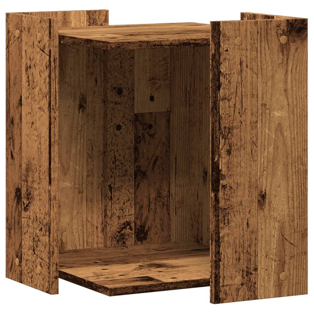 Lit pour chat - Meuble de bac à litière pour chat vieux bois bois d'ingénierie-JU142 - Image 1