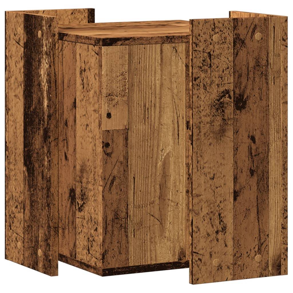Lit pour chat - Meuble de bac à litière pour chat vieux bois bois d'ingénierie-JU142 - Image 6