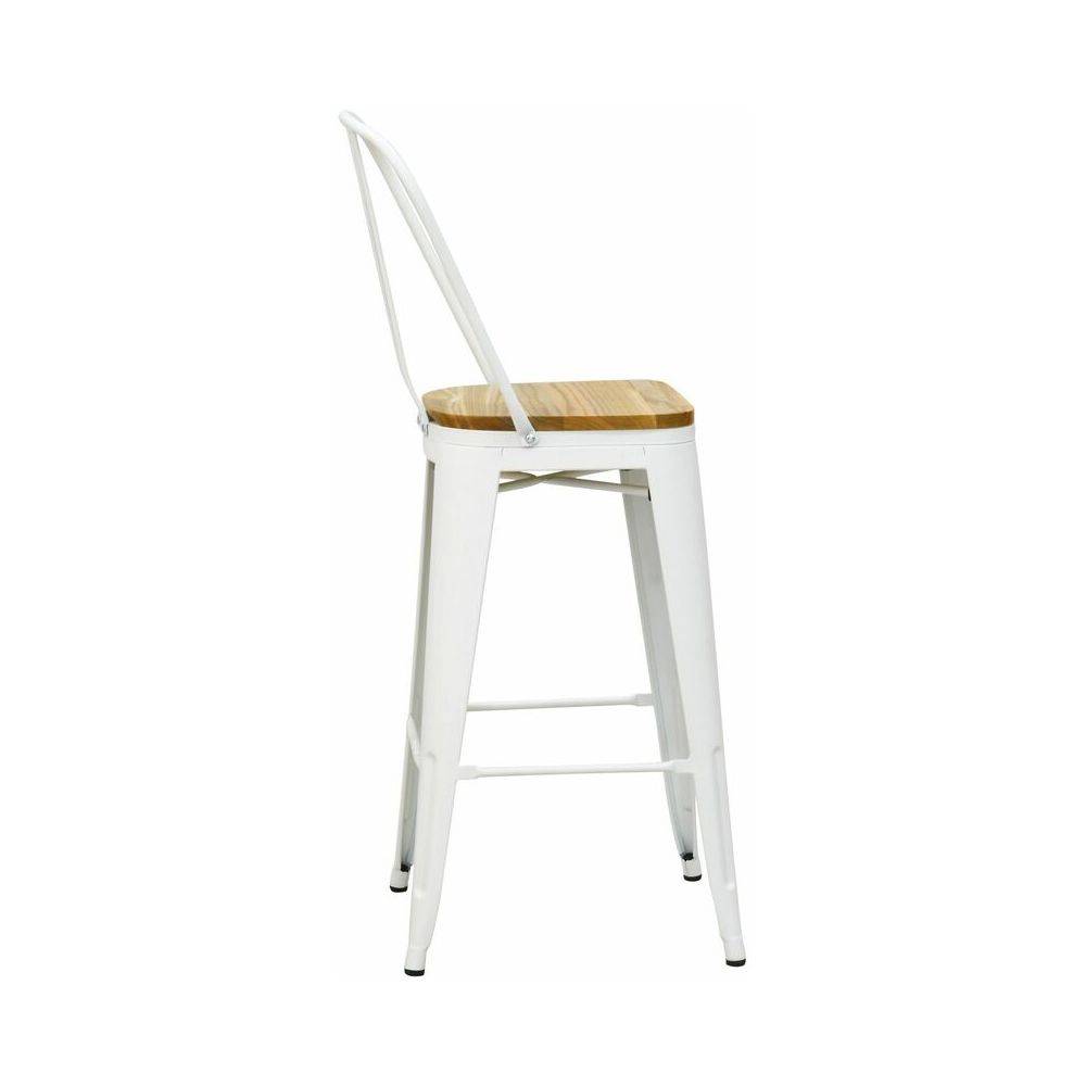 Aubry Gaspard - Tabouret industriel en métal et bois d'orme huilé (Lot de 4) - Imagen 3