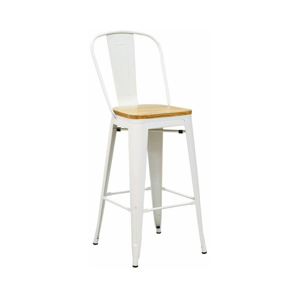 Aubry Gaspard - Tabouret industriel en métal et bois d'orme huilé (Lot de 4) - Imagen 2