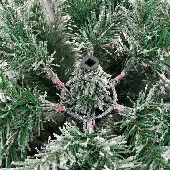 ComfortXL - Sapin de Noël Artificiel Design Conique 150 cm, Vert & Blanc, avec Guirlande LED et 61 Boules – ComfortXL Outdoor Living - Image 10