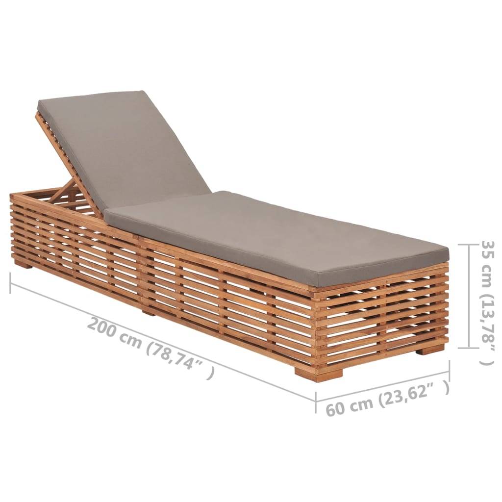 Helloshop26 - Transat chaise longue bain de soleil lit de jardin terrasse meuble d'extérieur avec coussin gris foncé bois de teck solide - Imagen 7