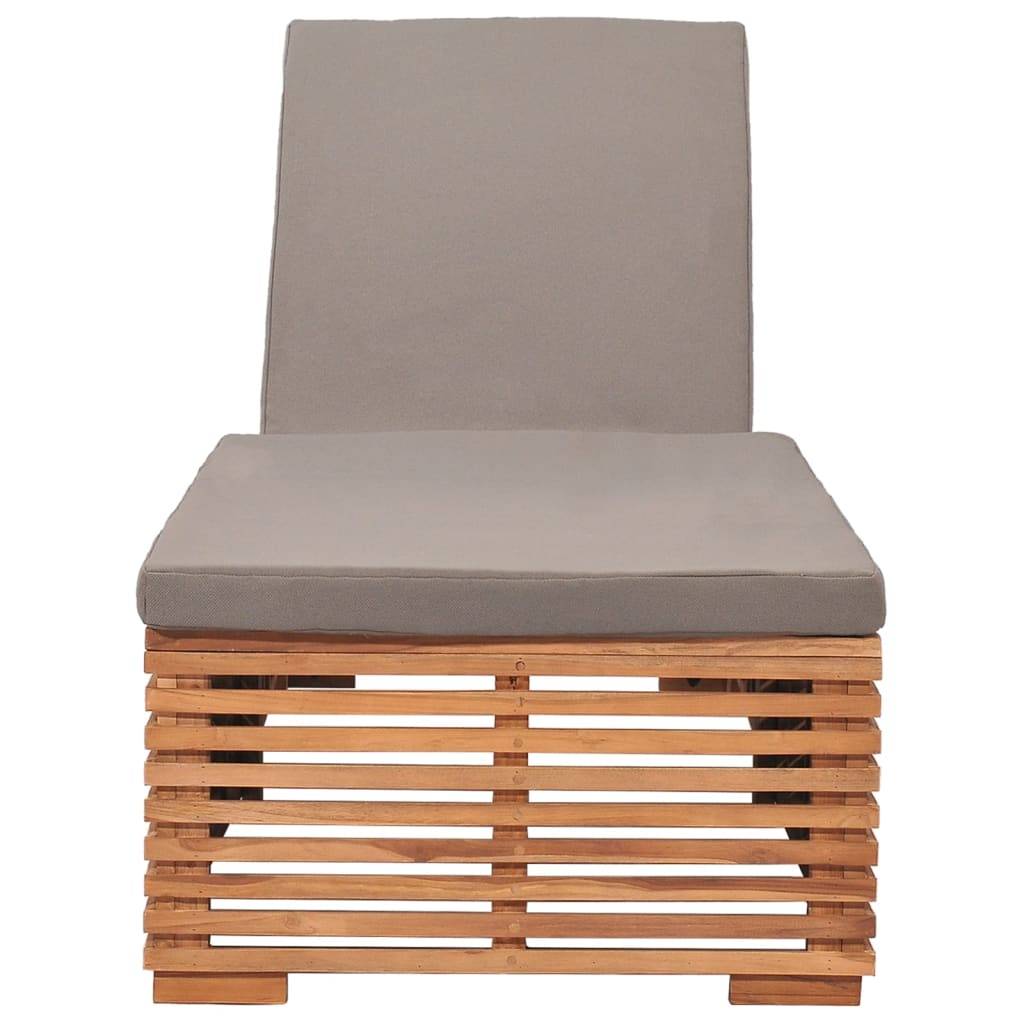 Helloshop26 - Transat chaise longue bain de soleil lit de jardin terrasse meuble d'extérieur avec coussin gris foncé bois de teck solide - Imagen 2