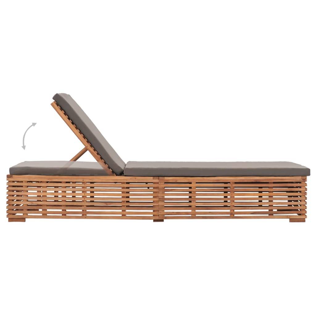 Helloshop26 - Transat chaise longue bain de soleil lit de jardin terrasse meuble d'extérieur avec coussin gris foncé bois de teck solide - Imagen 5