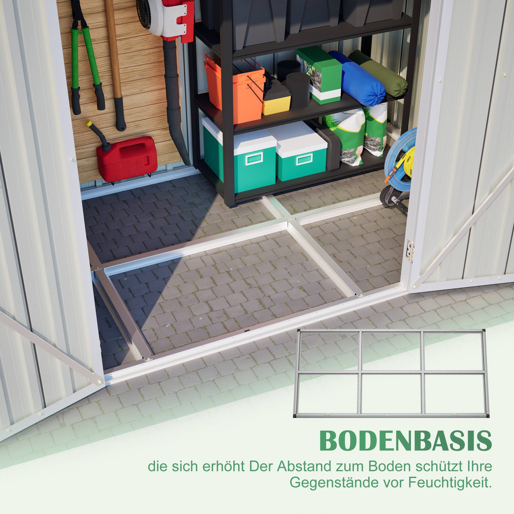 Abri de jardin acier galvanisé pour outils extérieurs porte verrouillable 2,54m² gris - ComfortXL Outdoor Living - Image 3