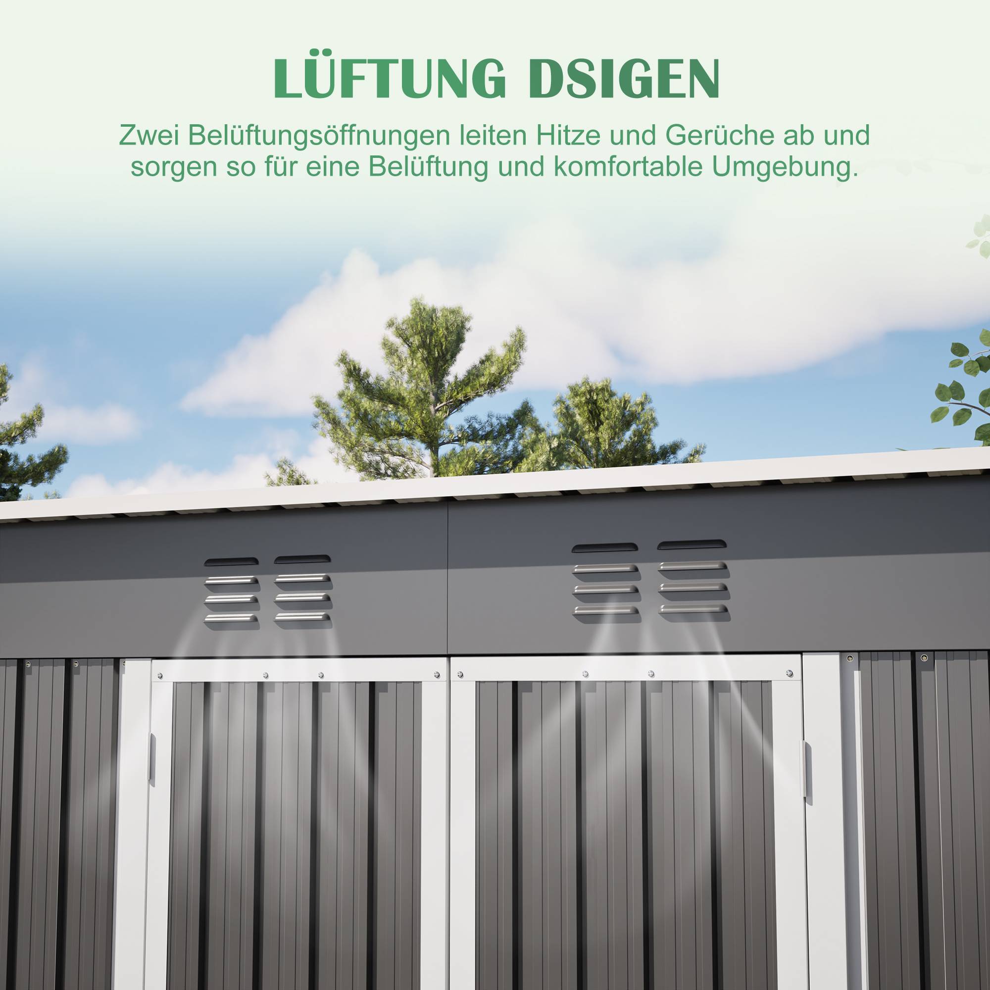 Abri de jardin acier galvanisé pour outils extérieurs porte verrouillable 2,54m² gris - ComfortXL Outdoor Living - Image 7