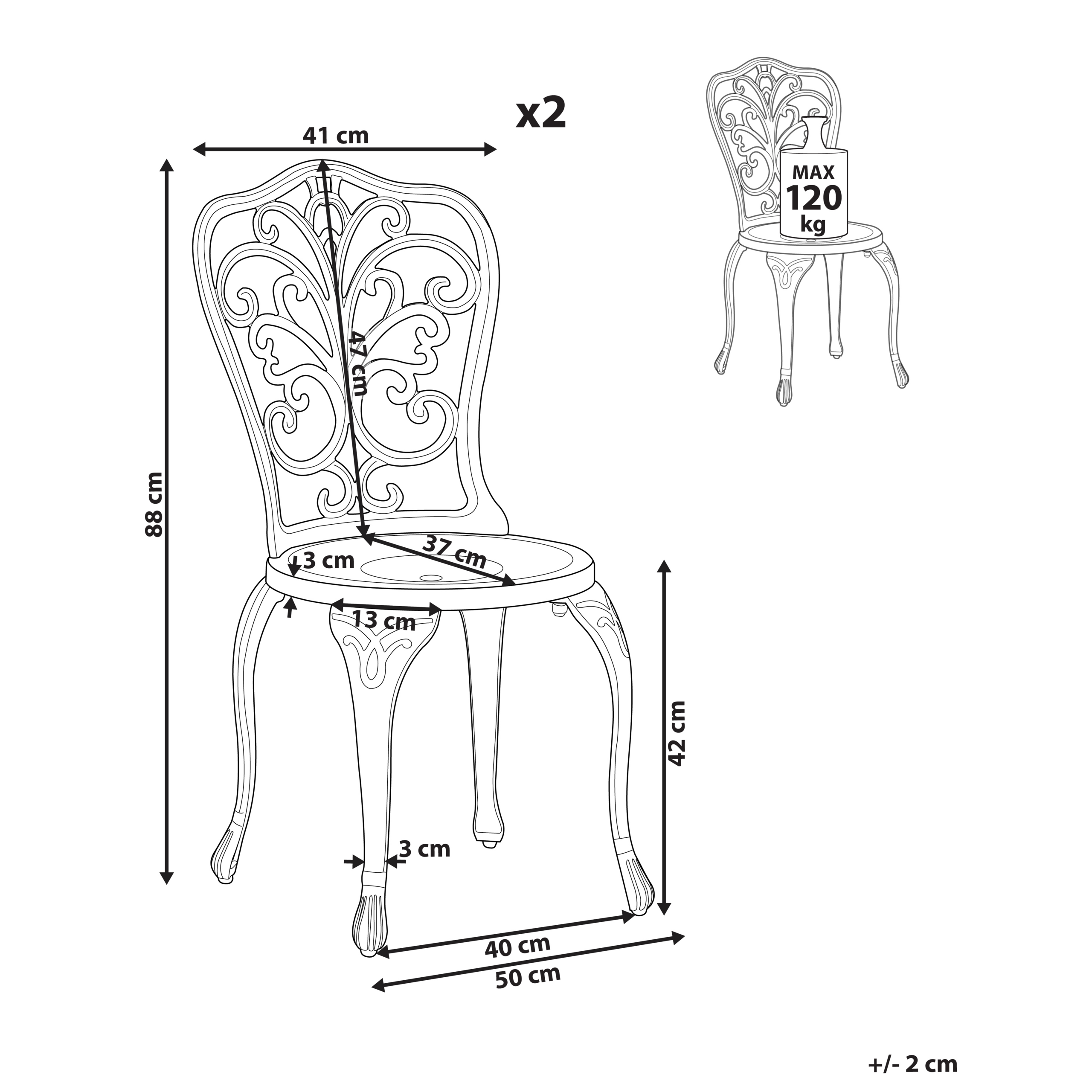 Beliani - Chaise de jardin Aluminium Marron TRIORA - Beliani - Imagen 3