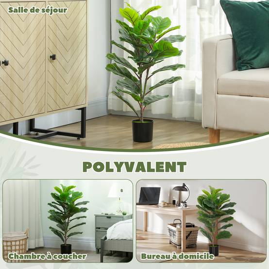 Lot de 2 plantes artificielles intérieures 80 cm figuier arbre artificiel avec pot en plastique et flocage - Image 7