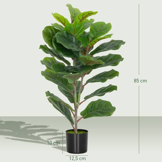 Lot de 2 plantes artificielles intérieures 80 cm figuier arbre artificiel avec pot en plastique et flocage - Image 5