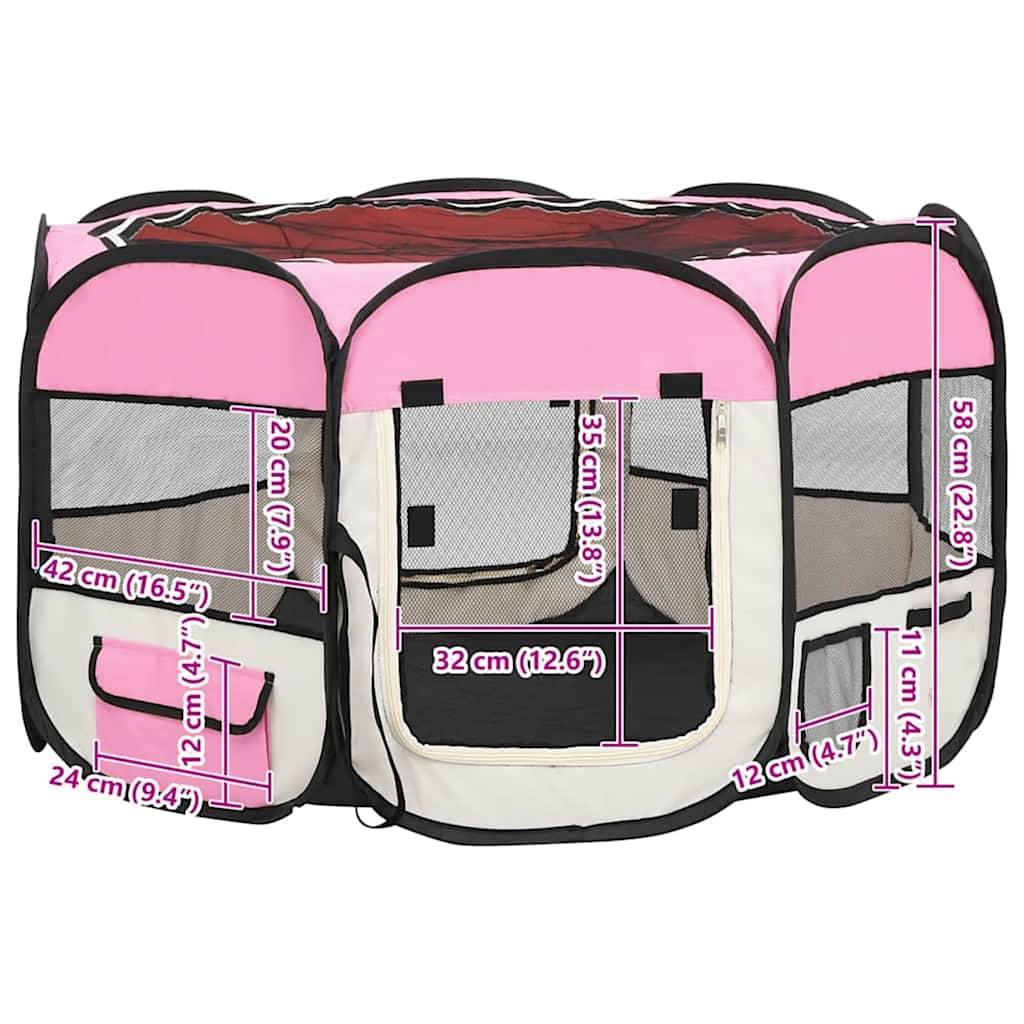 Vidaxl - Parc pliable pour chien avec sac de transport Rose 110x110x58cm vidaXL 171010 - Imagen 3