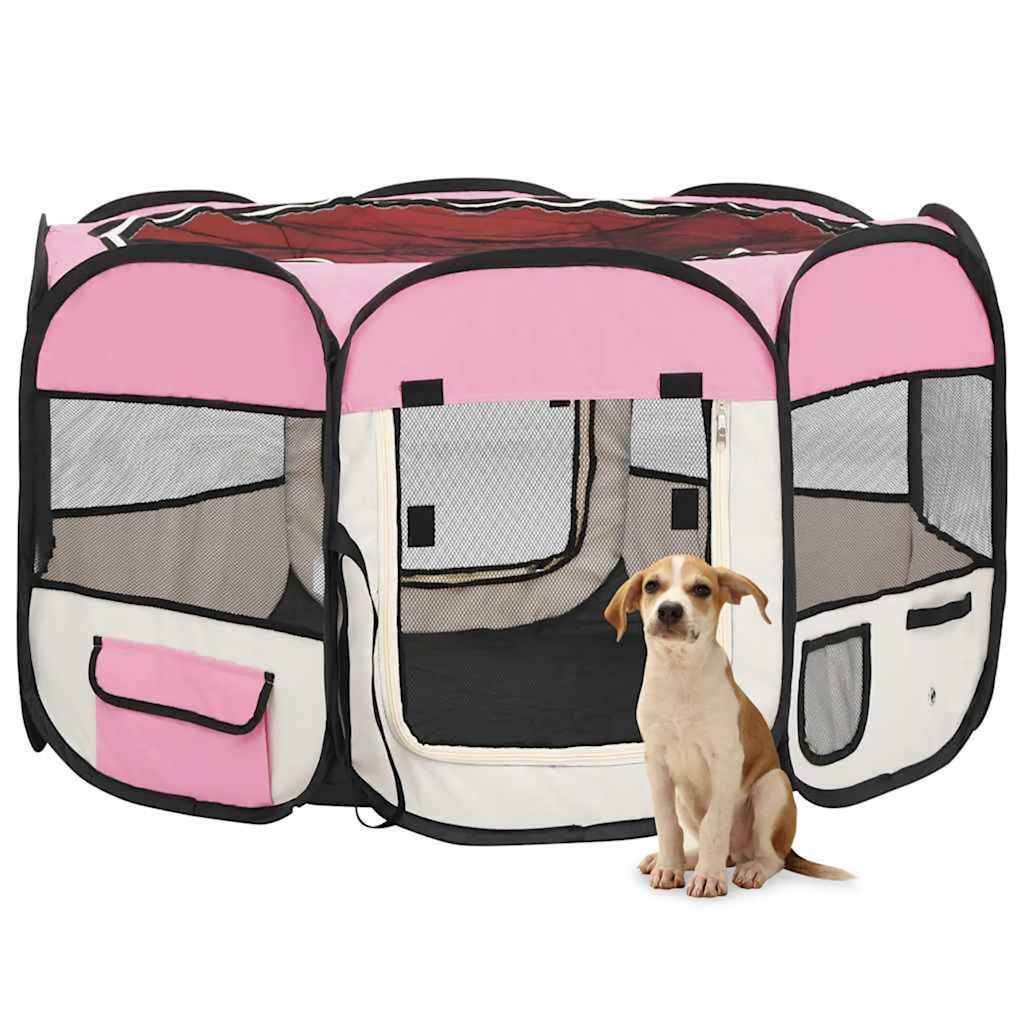 Vidaxl - Parc pliable pour chien avec sac de transport Rose 110x110x58cm vidaXL 171010 - Imagen 1