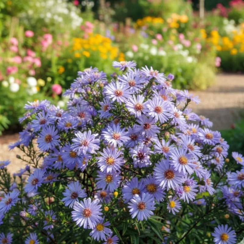 Aster d'automne Lady In Blue, Aster dumosus à fleurs Bleue/ - feuillage Caduc - Godet - 5/20 cm - Imagen 3