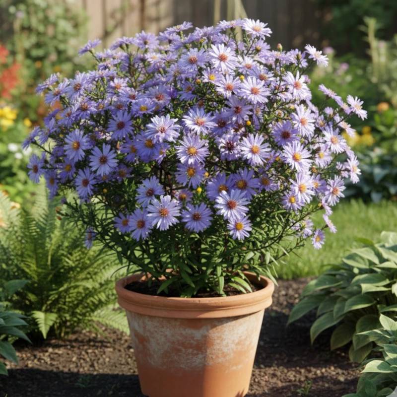 Aster d'automne Lady In Blue, Aster dumosus à fleurs Bleue/ - feuillage Caduc - Godet - 5/20 cm - Imagen 4