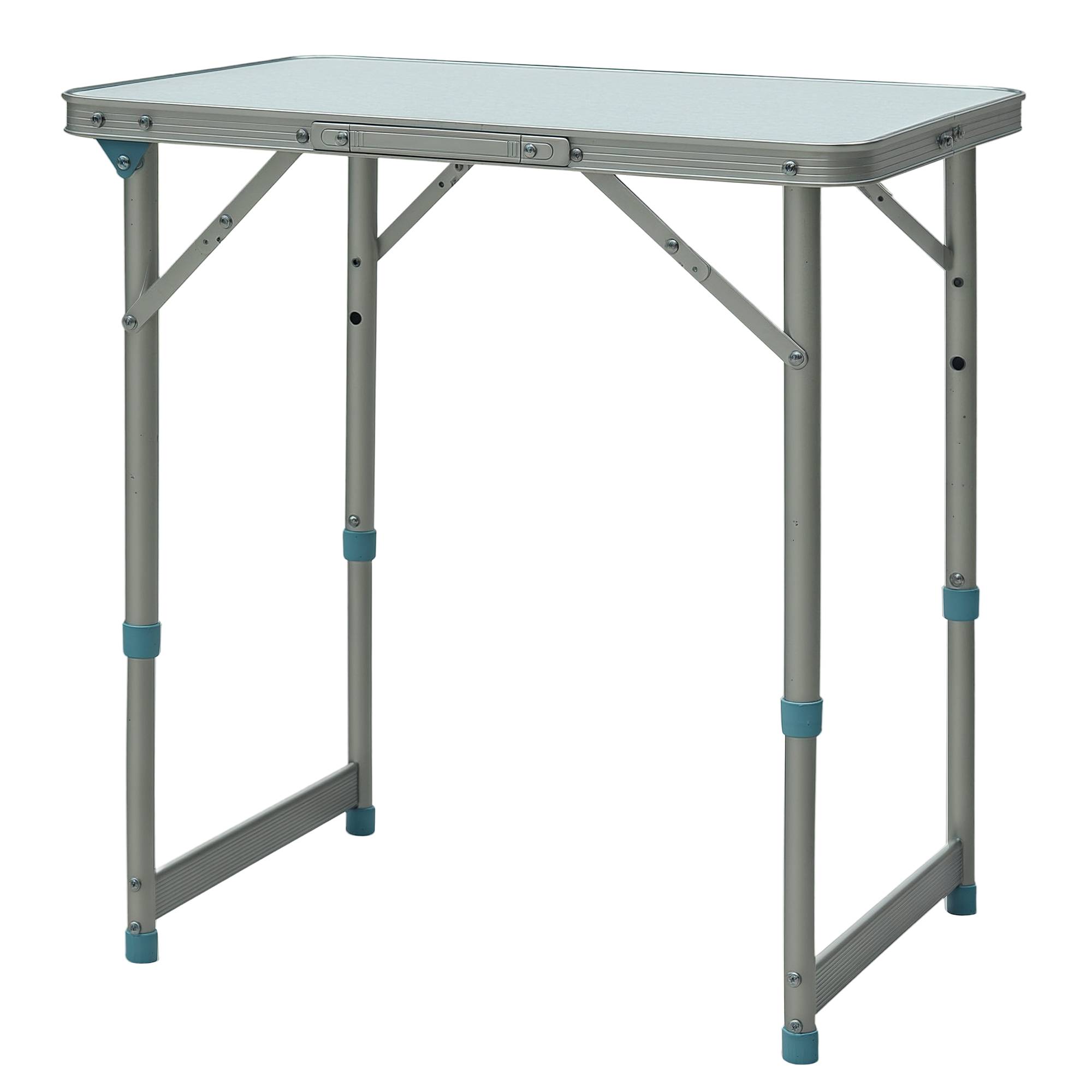 Table Pliante Table de Camping Table de Jardin Hauteur réglable Aluminium MDF Blanc