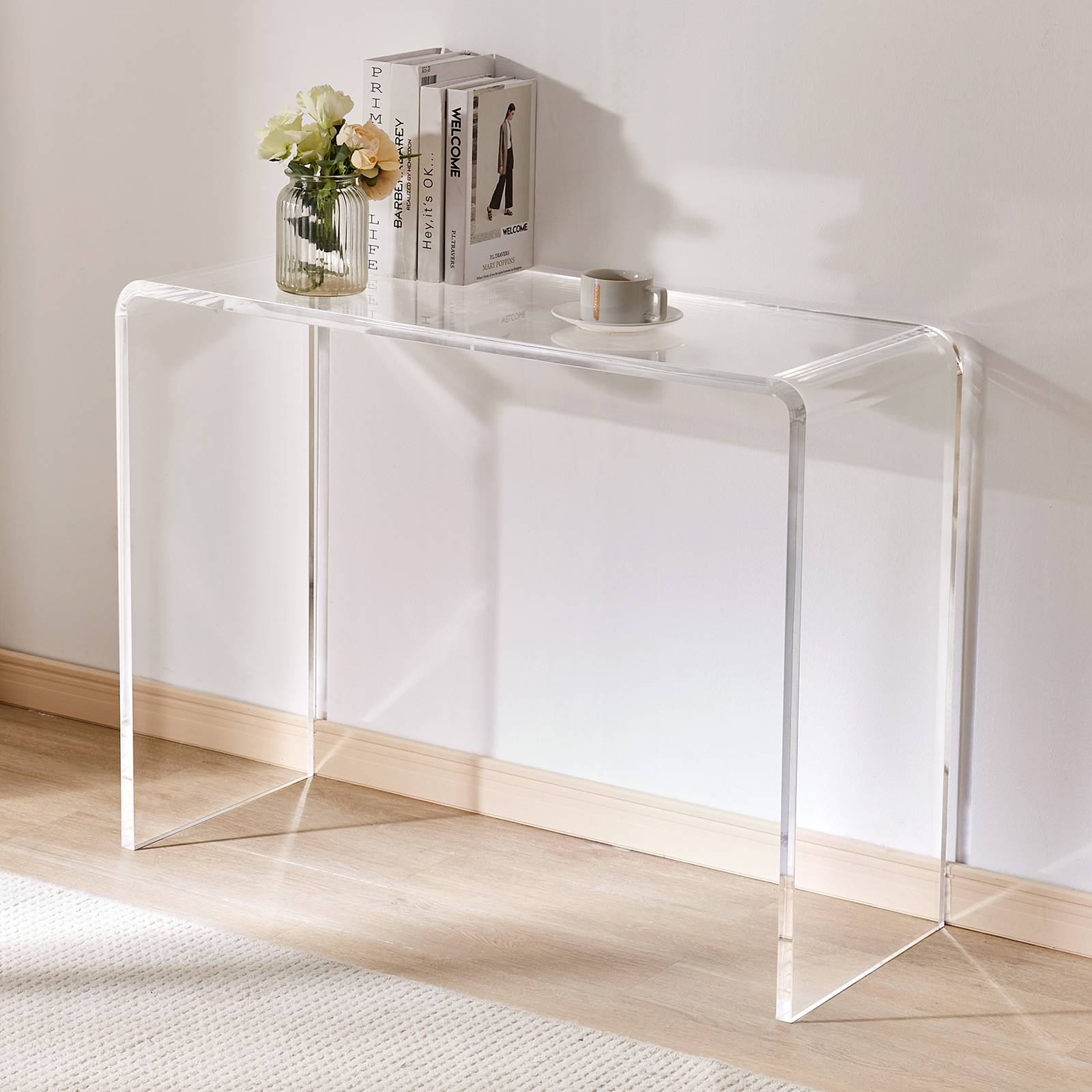 VEVOR Table console acrylique transparent, 964x381x740 mm, charge 50 kg. Salon, chambre, terrasse. - Image 8