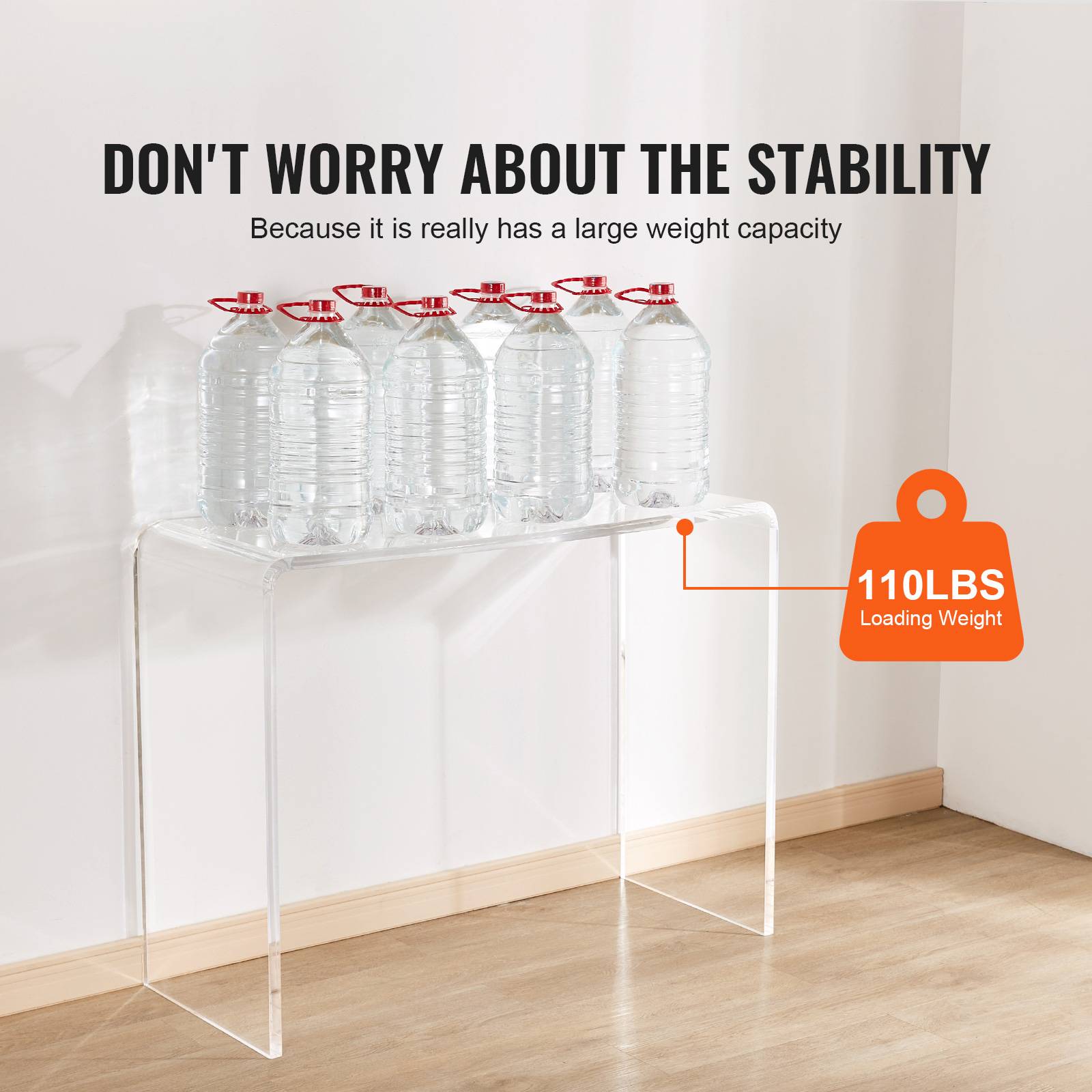 VEVOR Table console acrylique transparent, 964x381x740 mm, charge 50 kg. Salon, chambre, terrasse. - Image 3