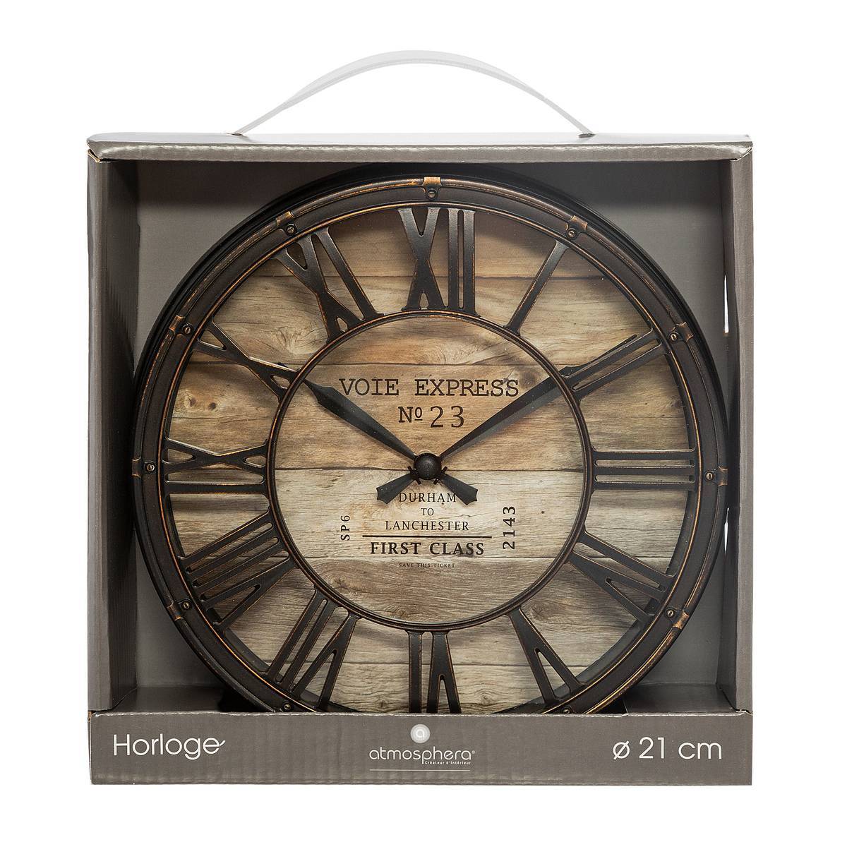 Atmosphera - Horloge à poser vintage marron D20cm - Atmosphera Créateur d'intérieur - Image 3