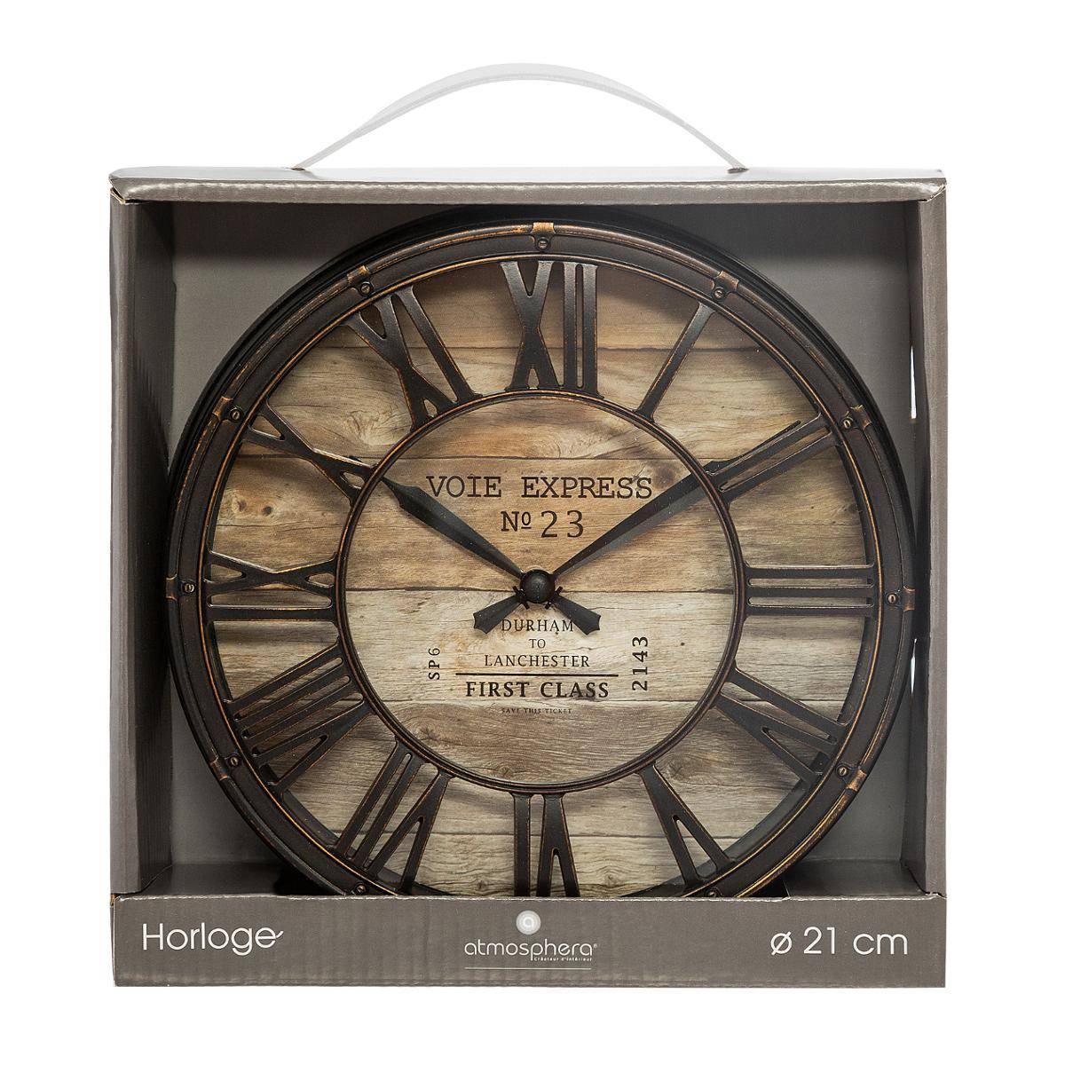 Atmosphera - Horloge à poser vintage marron D20cm - Atmosphera Créateur d'intérieur - Imagen 2